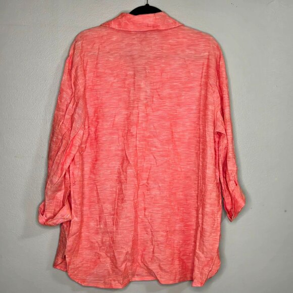 NWT Jones New York Women's Scarlet Apple Button-Down Shirt L Linen Blend - Picture 2 of 7